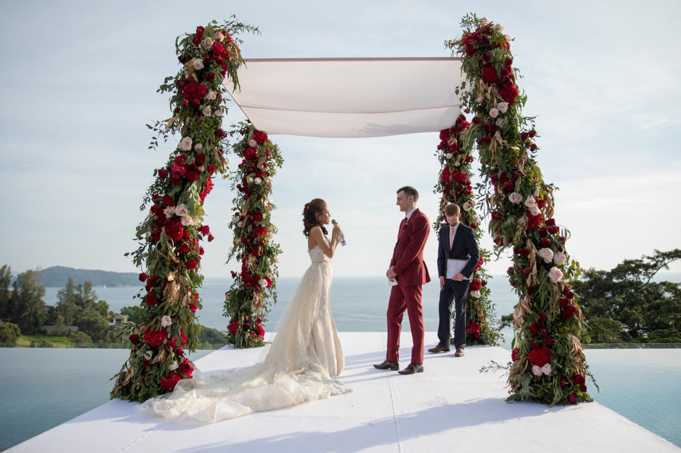 thailand, phuket, destination-weddings - Apple and Asa striking red destination wedding in Phuket